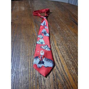 Funtyme Christmas Holiday Santa Red Grey Black White Polyester Mens Neck Tie